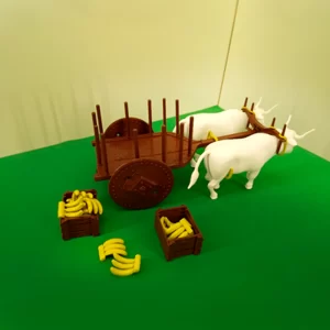 Carro de Boi com dois Bois e Caixote com Banana