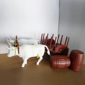 Carro de boi com dois bois e barril