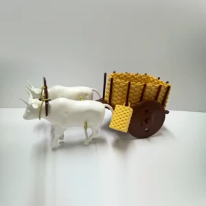 Carro de boi com dois bois e esteira