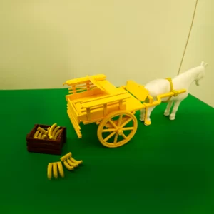 Carroça com caixote de feira e bananas