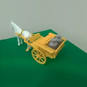 Carroça com cavalo e tambor de leite